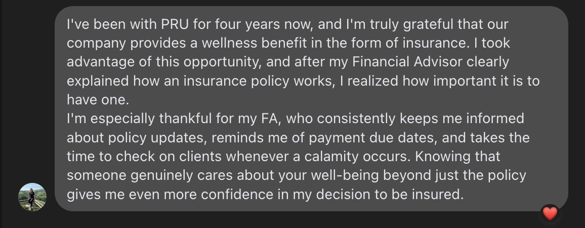 Client feedback message from Jenn